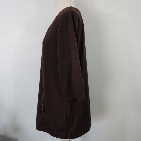 Avenue Ponte Collection Flowy Tunic Top Shirt Womens Size 18 20 Stretch Brown - Picture 5 of 12